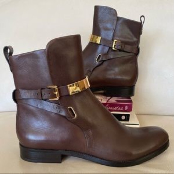 MICHAEL KORS Arlen Ankle Booties Brown Leather#8 - Picture 2 of 11